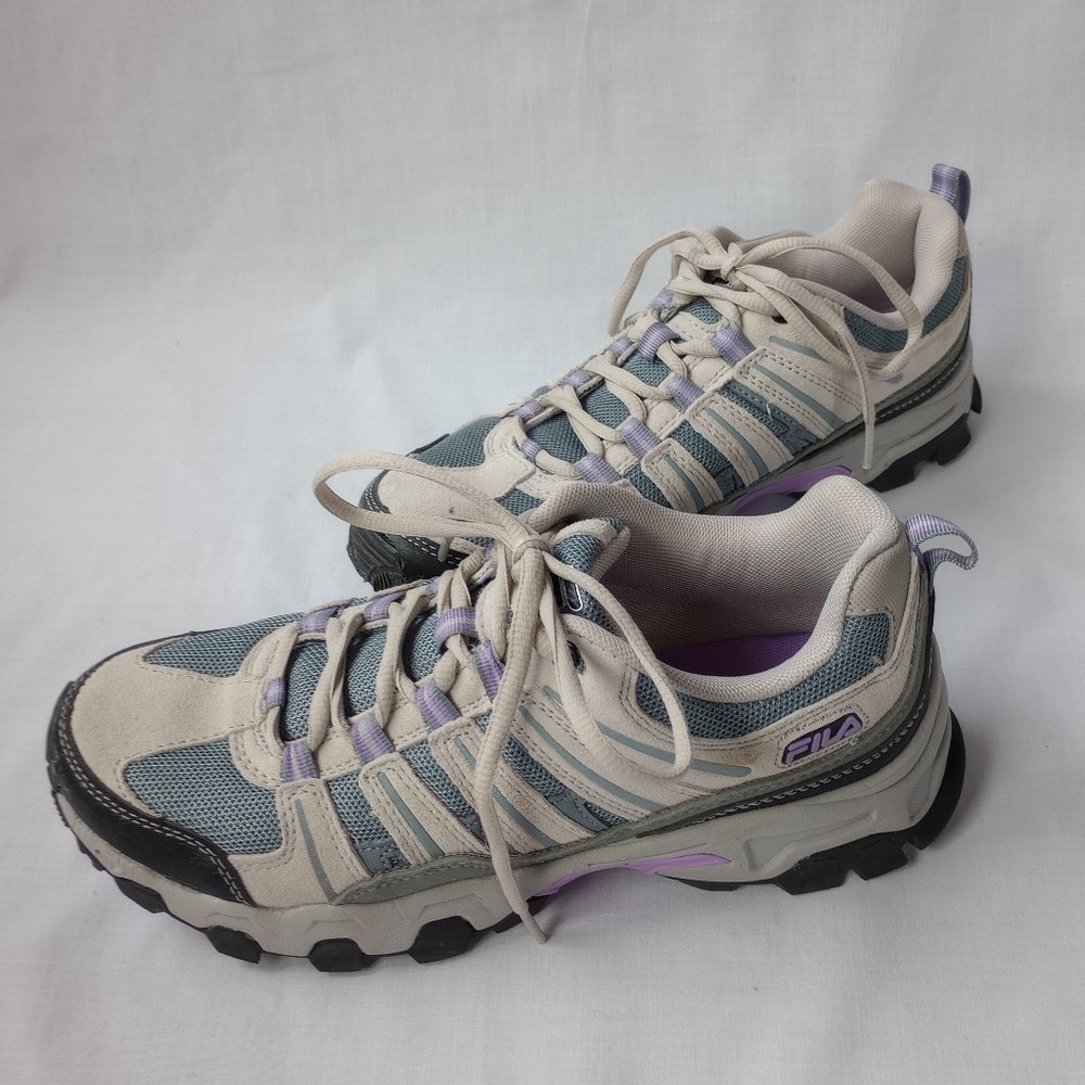 Fila Women's Cream and Purple Athletic Shoes